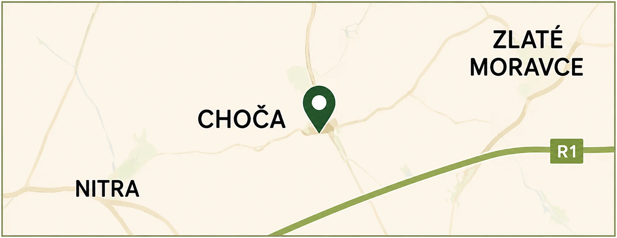 Map showing Choča between Nitra and Zlaté Moravce
